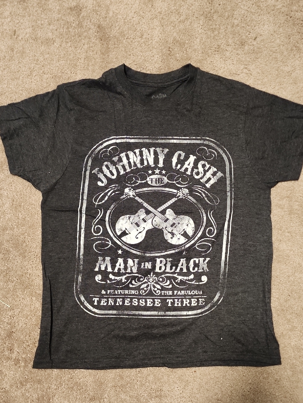 Black Graphic T-Shirt - Johnny Cash Man in Black